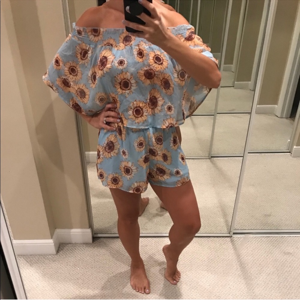 Peach Love Cali Boutique Off Shoulder Romper